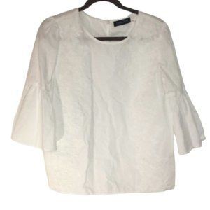 Ivanka Trump White Lace Bell Sleeve Blouse - Size M